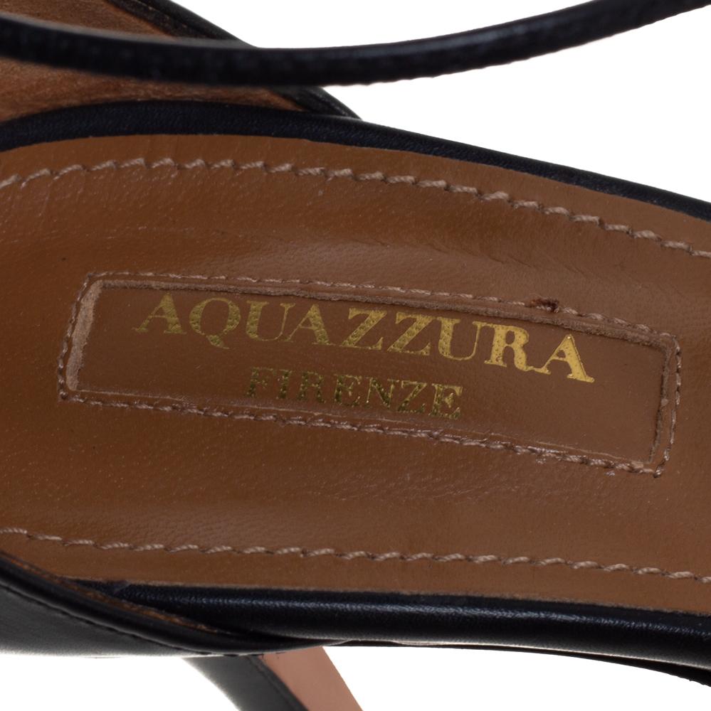 Aquazzura Black Leather Matilde Ankle Wrap Pumps Size 38 3