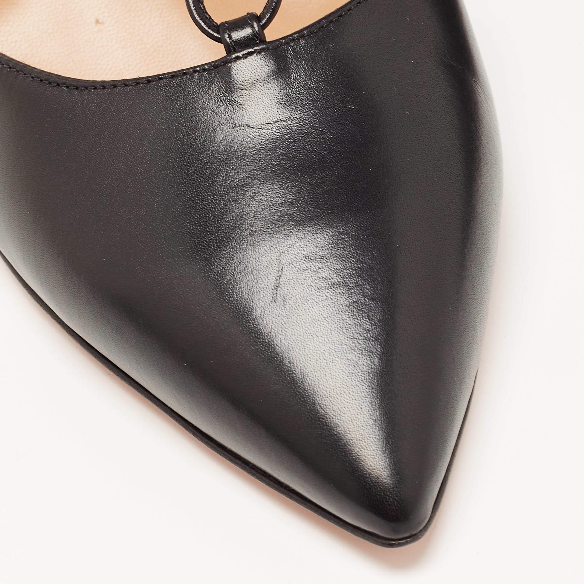Aquazzura - Escarpins en cuir noir à bout pointu et à bride de cheville - Taille 42 en vente 2