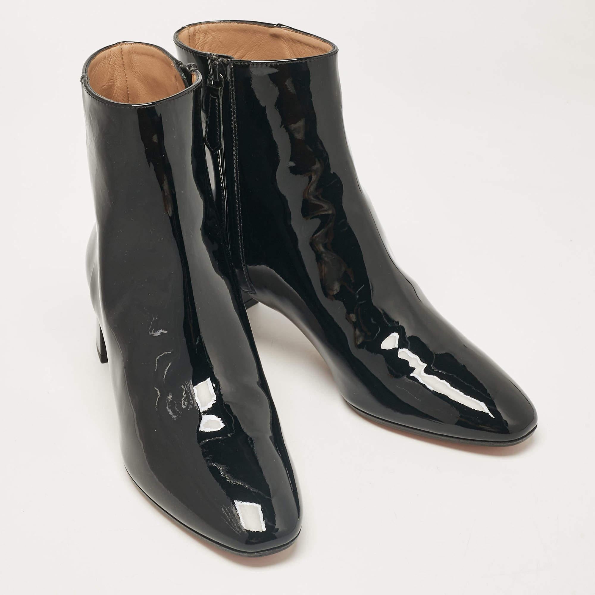 Women's Aquazzura Black Patent Leather Ankle Length Boots Size 41 For Sale