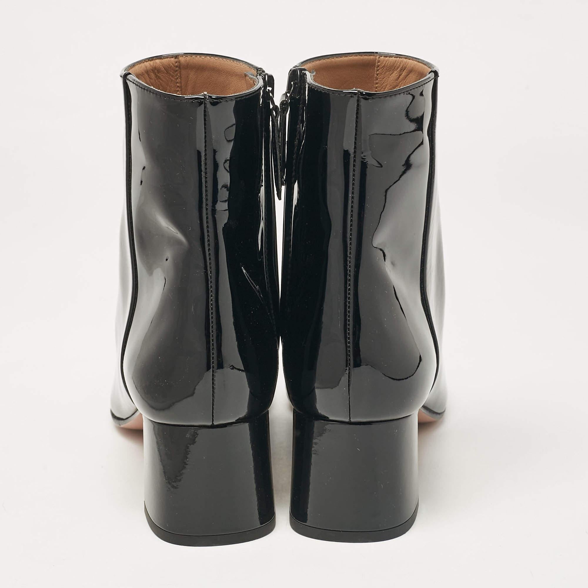 Aquazzura Black Patent Leather Ankle Length Boots Size 41 For Sale 1