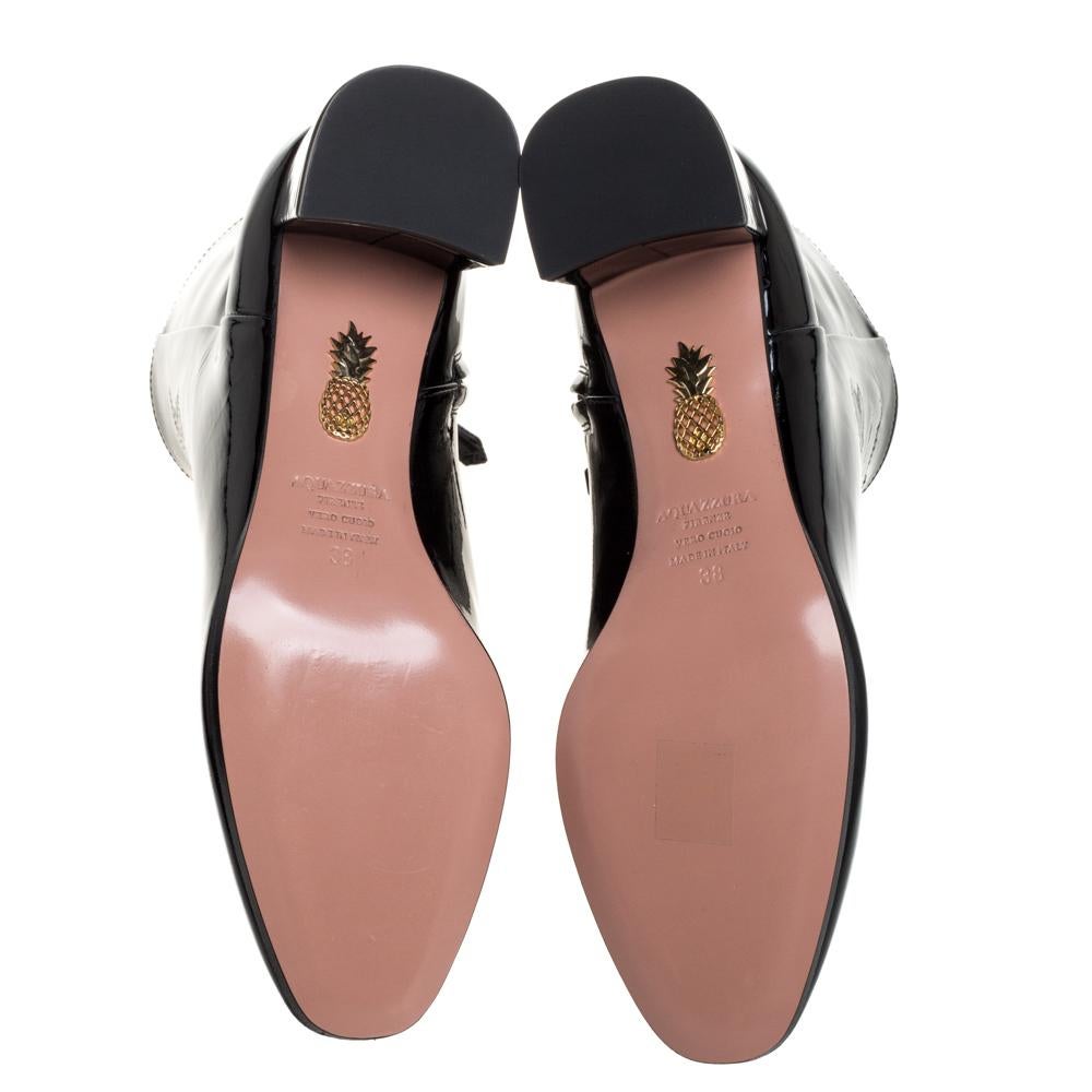 Aquazzura Black Patent Leather Grenelle Ankle Bootie Size 38 In Excellent Condition In Dubai, Al Qouz 2