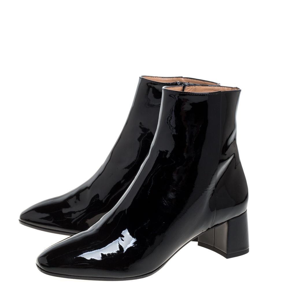 Women's Aquazzura Black Patent Leather Grenelle Ankle Bootie Size 38