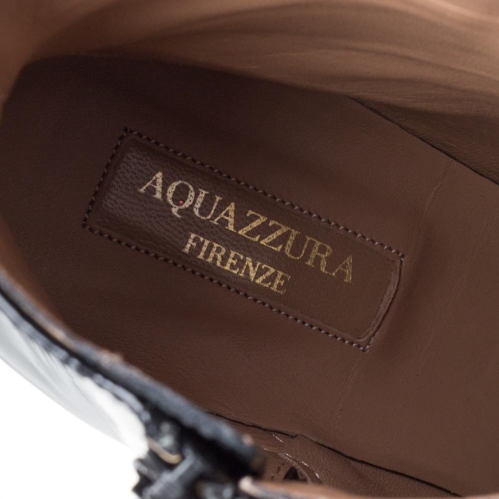 Aquazzura Black Patent Leather Grenelle Ankle Bootie Size 38 1