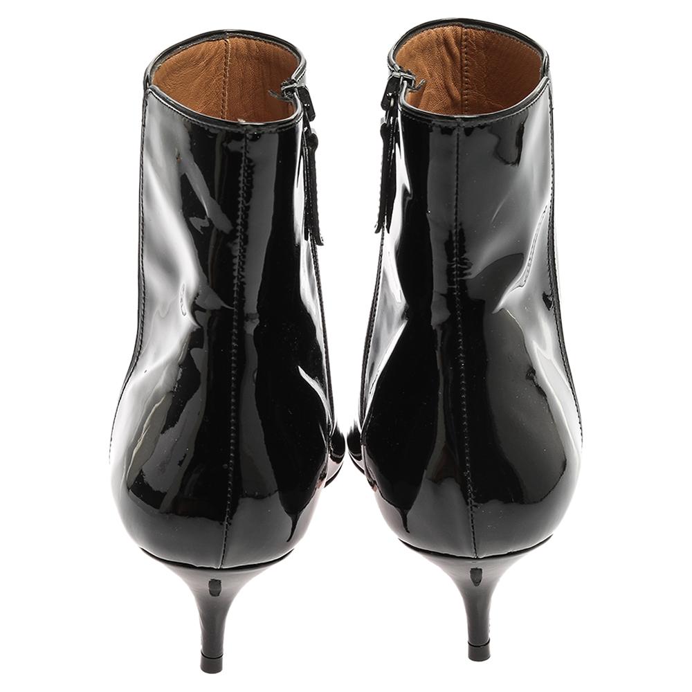 Aquazzura Black Patent Leather Quant Pointed Toe Booties Size 38.5 3