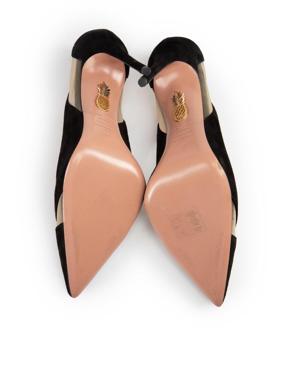Women's Aquazzura Black Savoy 105 Mesh Pumps Size IT 37