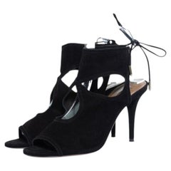 Aquazzura, black sexy thing cutout suede sandals