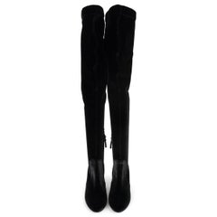 AQUAZZURA black SO ME 85 VELVET OVER KNEE Boots Shoes 39.5