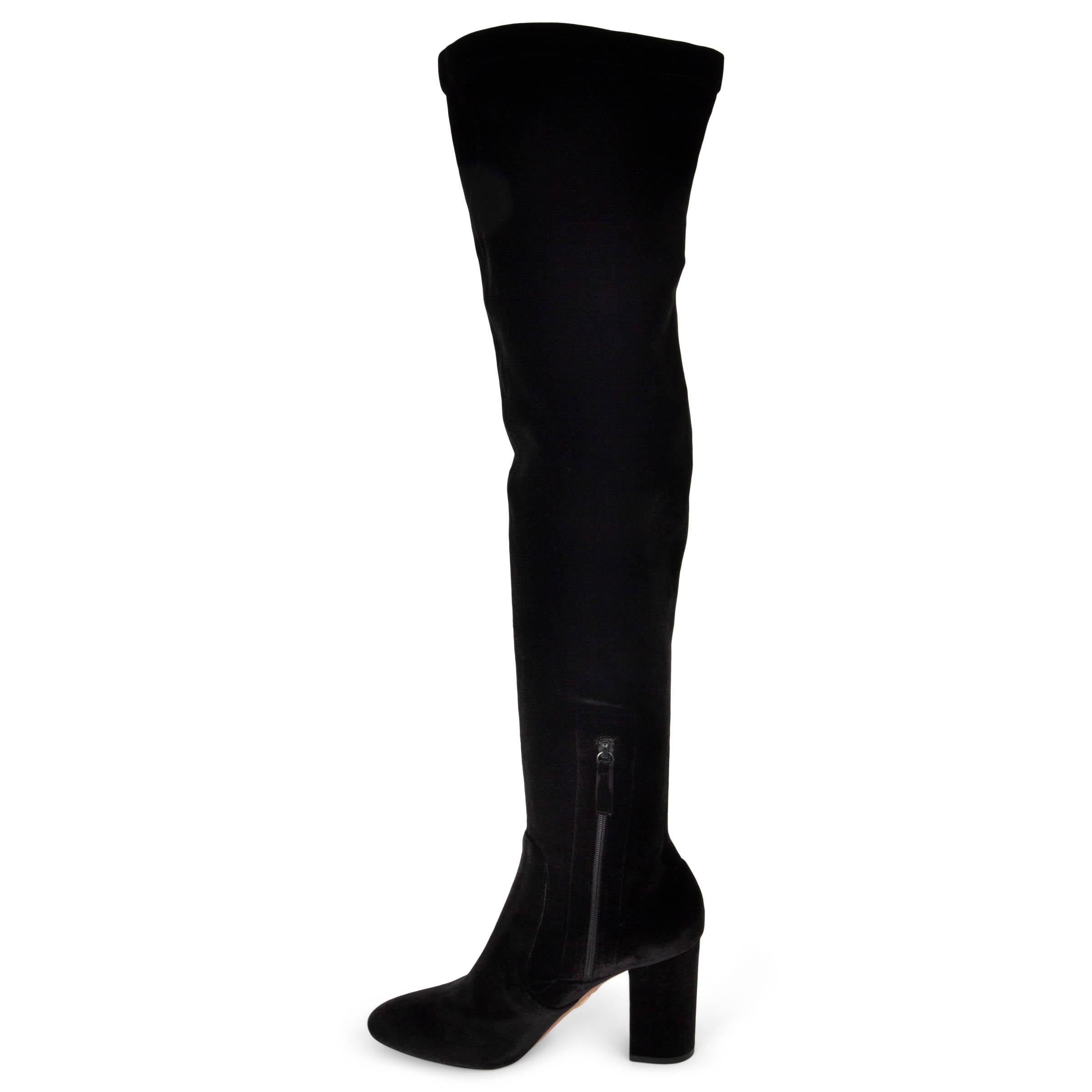 Black AQUAZZURA black SO ME 85 VELVET OVER KNEE Boots Shoes 39.5 For Sale
