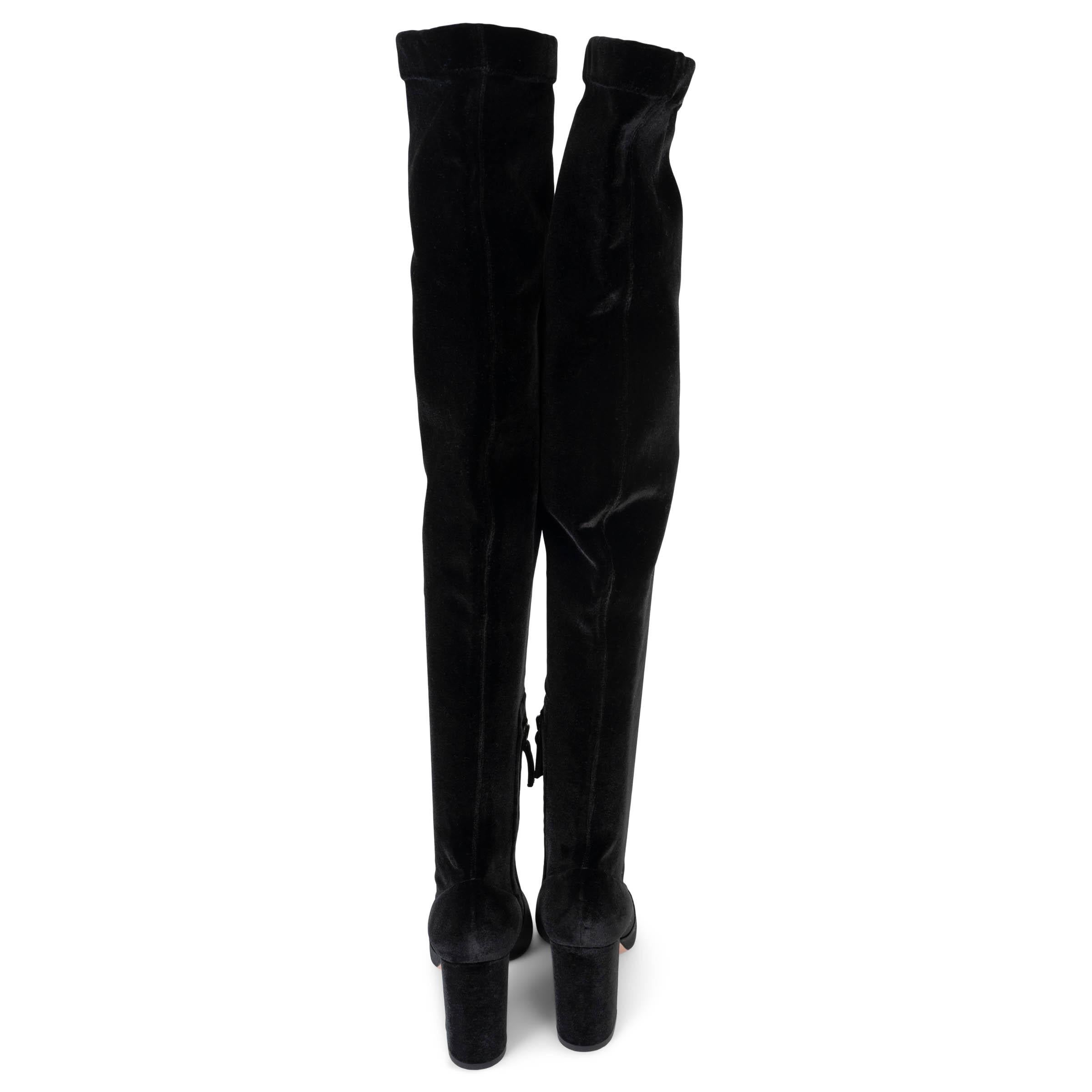 AQUAZZURA black SO ME 85 VELVET OVER KNEE Boots Shoes 39.5 In New Condition For Sale In Zürich, CH