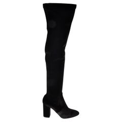 Aquazzura nero SO ME 85 VELVET OVER KNEE Stivali Scarpe 39.5