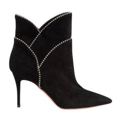 Aquazzura Black Studded Point Suede Boots Size IT 36 Aquazzura Black Studded Point Suede Boots Size IT 36