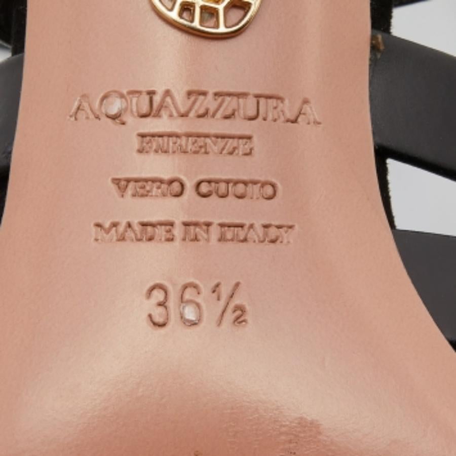 Aquazzura Amazon Knöchel-Wickel-Pumps aus schwarzem Wildleder und Leder Größe 36.5 (Schwarz) im Angebot