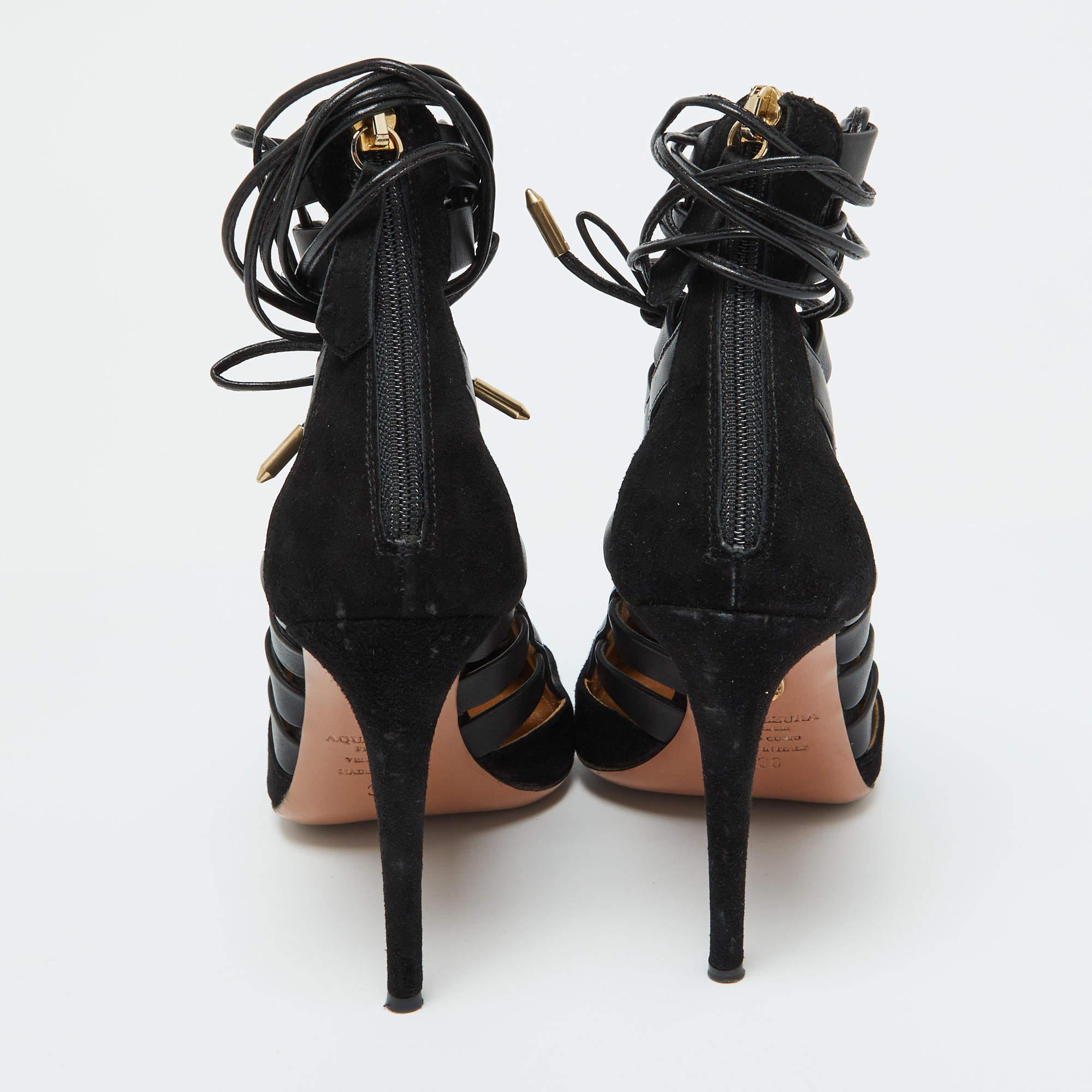 Aquazzura - Escarpins Amazon en cuir et daim noir Taille 38 Pour femmes en vente