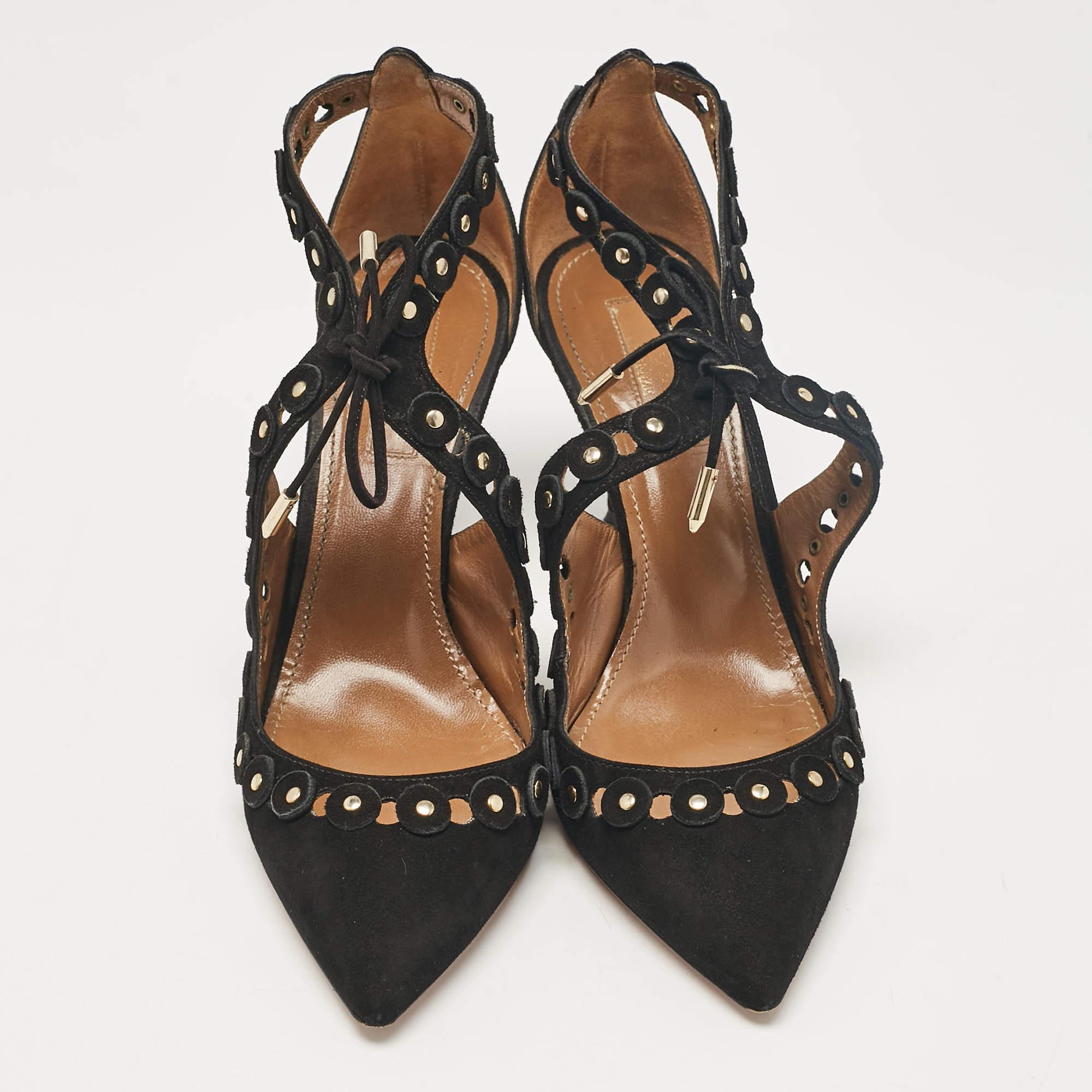 Bombas con correa al tobillo de ante negro Aquazzura Talla 37.5 Negro