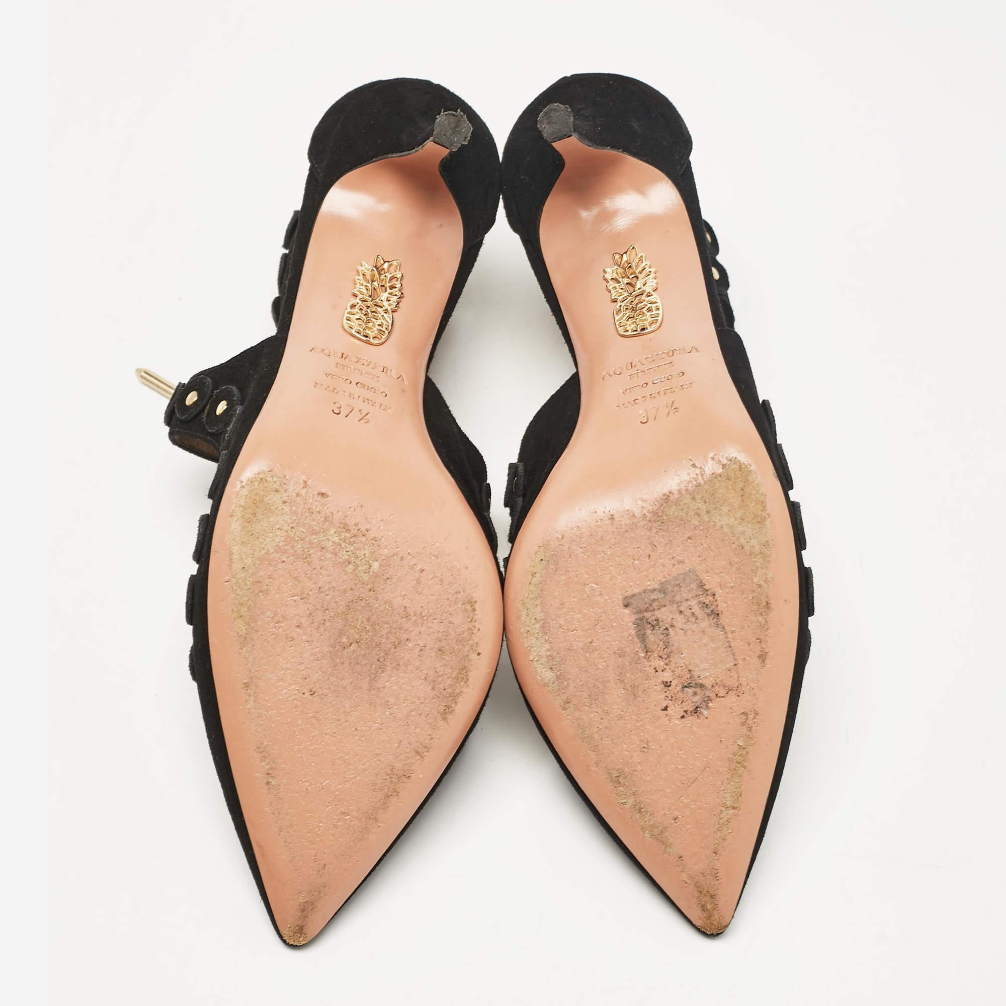 Bombas con correa al tobillo de ante negro Aquazzura Talla 37.5 1