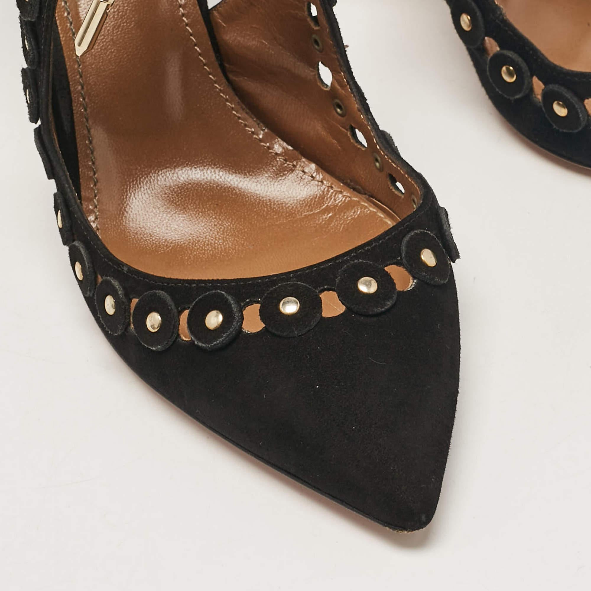 Bombas con correa al tobillo de ante negro Aquazzura Talla 37.5 2