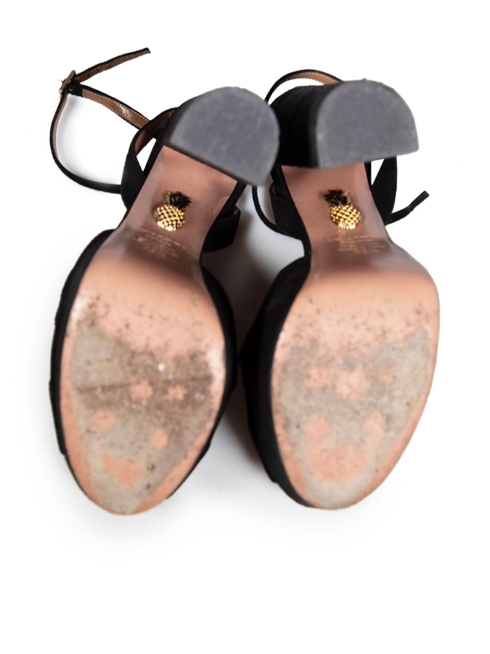 Women's Aquazzura Black Suede Ankle Strap Sandals Size IT 36.5 For Sale