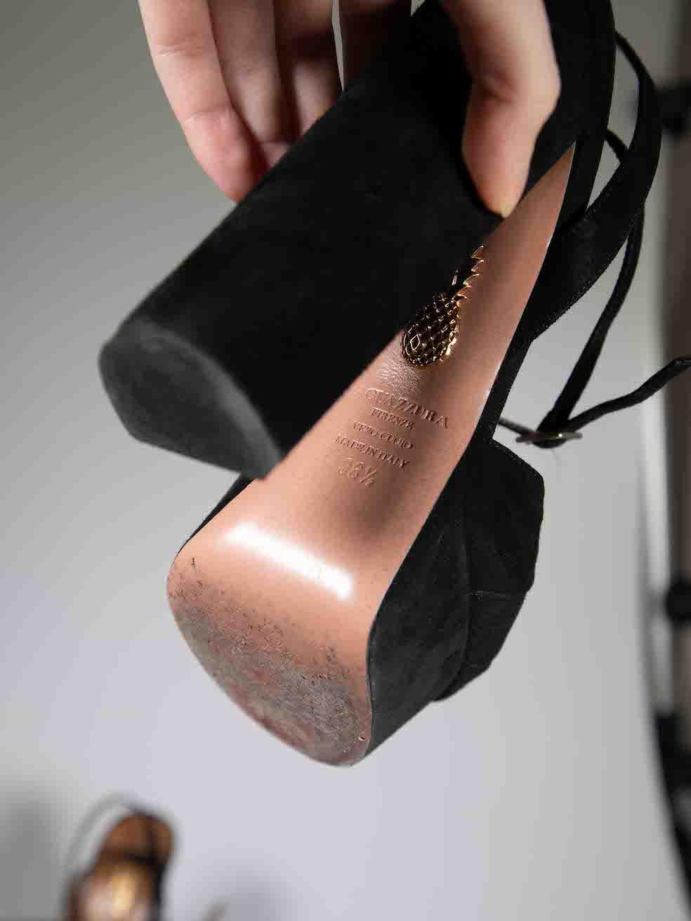 Aquazzura Black Suede Ankle Strap Sandals Size IT 36.5 For Sale 1