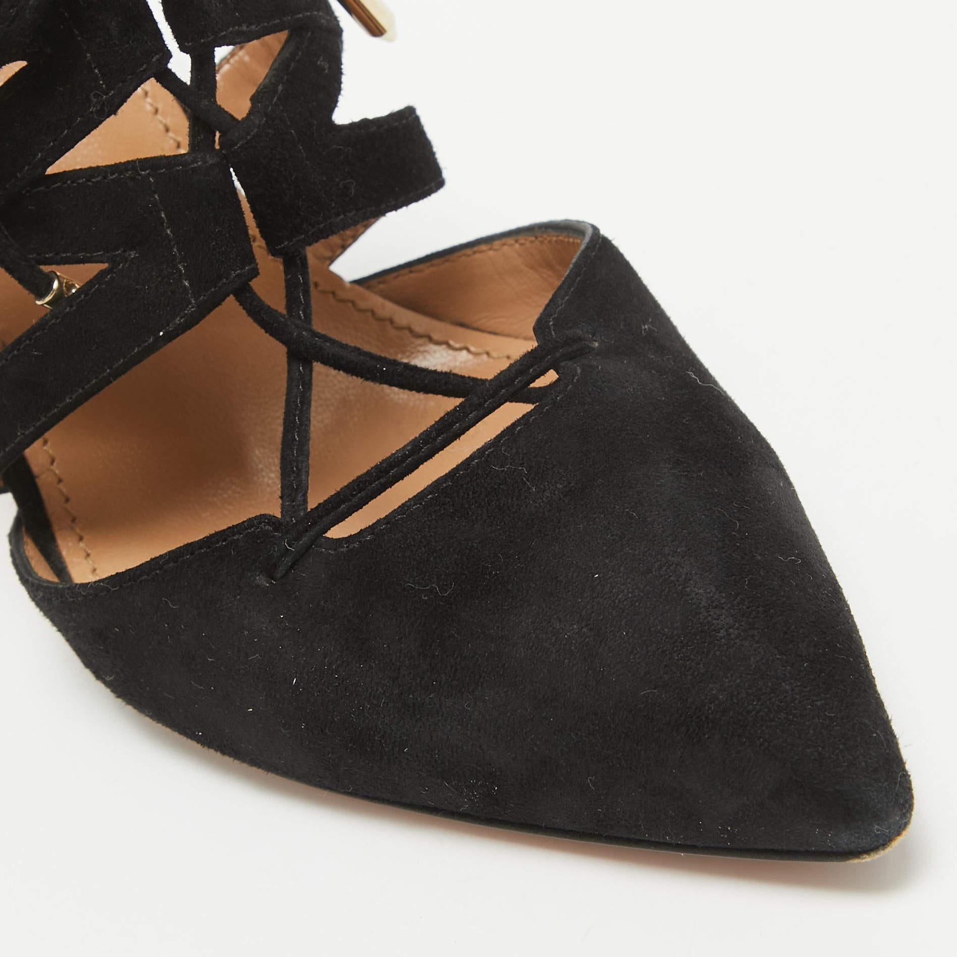 Aquazzura Black Suede Belgravia Mules Size 35.5 For Sale 3