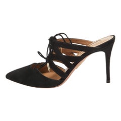 Aquazzura Schwarz Wildleder Belgravia Mules Größe 35.5