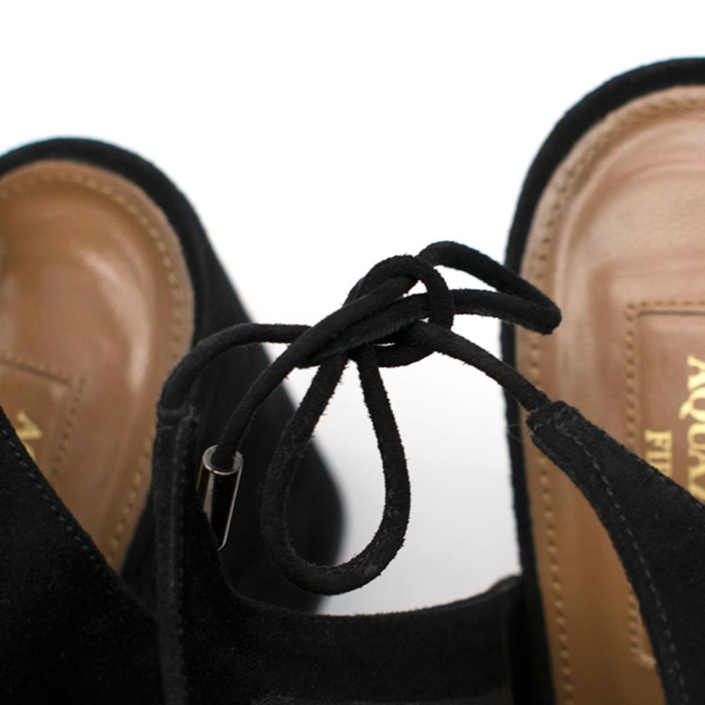 Aquazzura Black Suede Block Heel Sandals SIZE 38.5 In Good Condition In London, GB