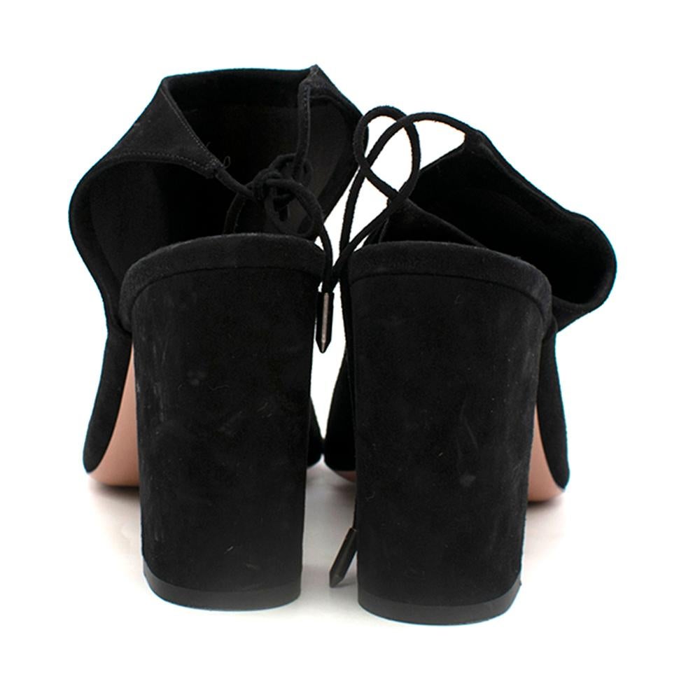 Aquazzura Black Suede Block Heel Sandals SIZE 38.5 2