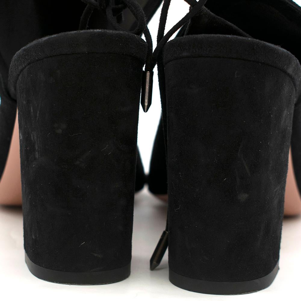 Aquazzura Black Suede Block Heel Sandals SIZE 38.5 3