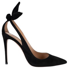 AQUAZZURA black suede BOW TIE 105 Pumps Shoes 37
