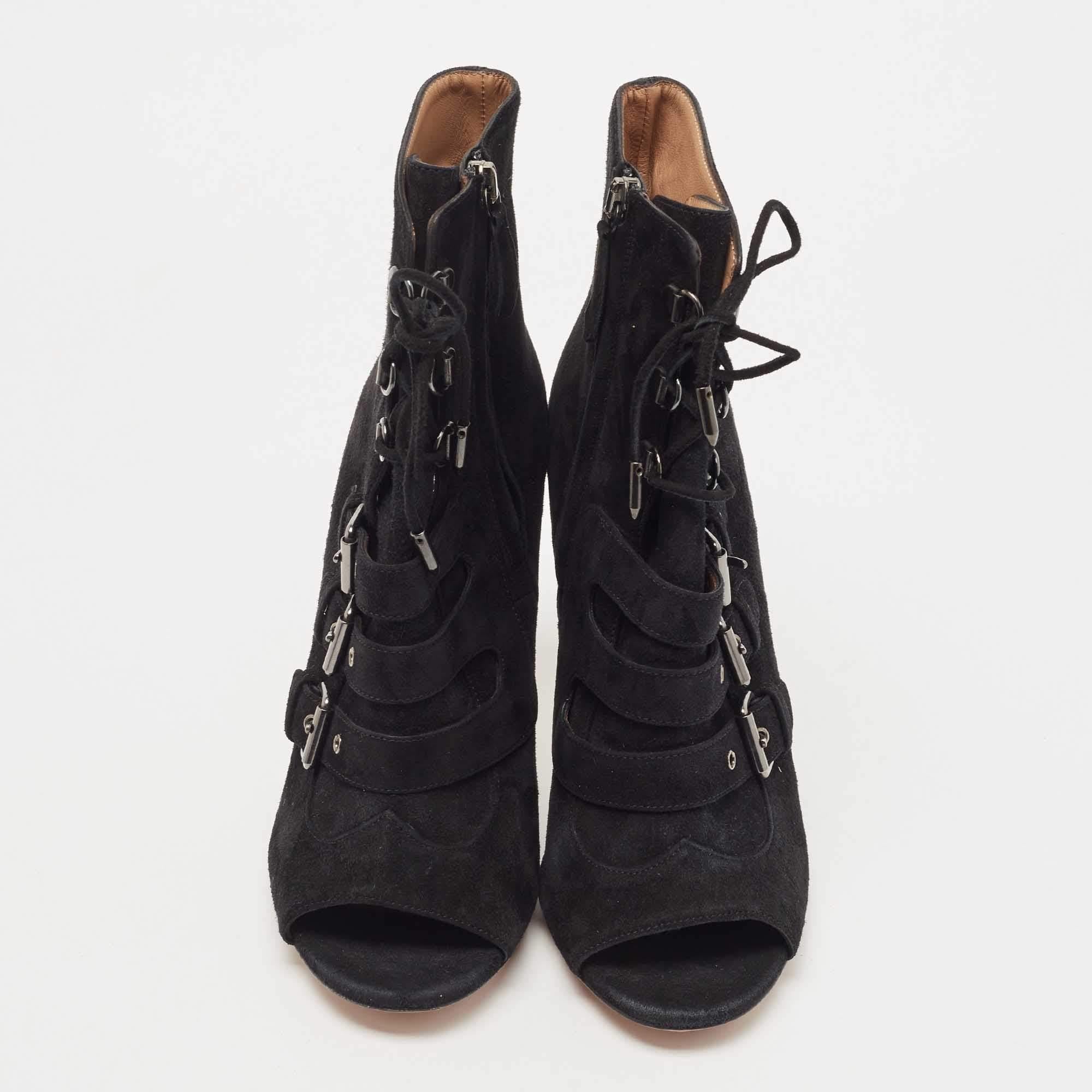 Meticulously designed into a smart silhouette, these Aquazzura boots are on-point with style. They come with comfortable insoles and durable outsoles to last you forever. These boots are just amazing, and you definitely need to get them right