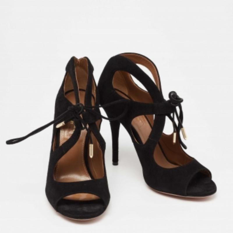 Nero Aquazzura Sandali C'est Chic in pelle scamosciata nera misura 37 in vendita