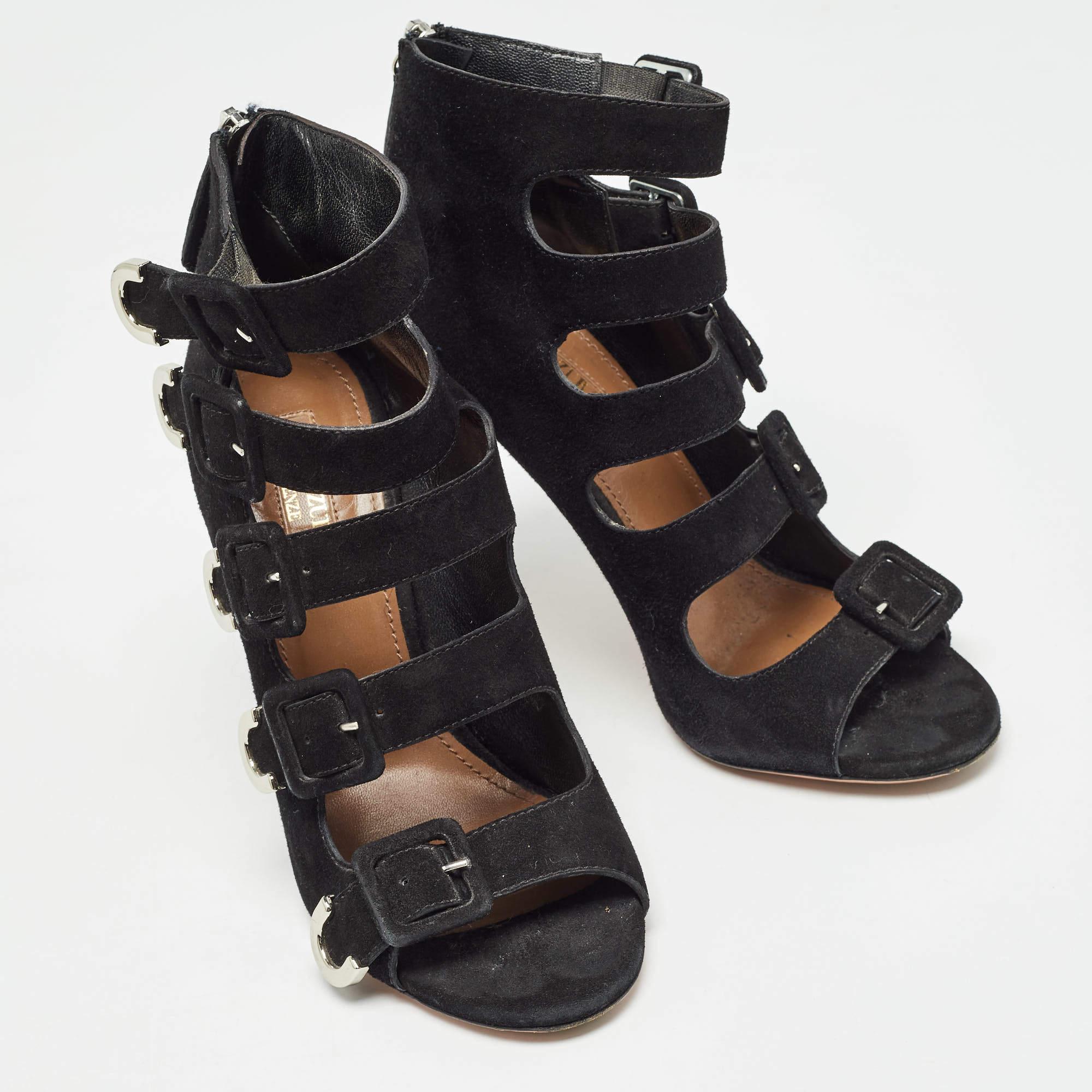 Botas Aquazzura de ante negro Claudia Schiffer Talla 36 en Bueno estado para la venta en Dubai, Al Qouz 2