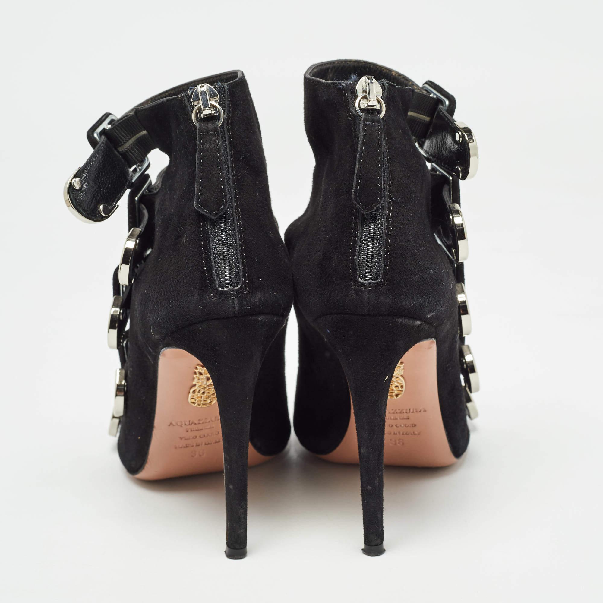 De las mujeres Botas Aquazzura de ante negro Claudia Schiffer Talla 36 en venta