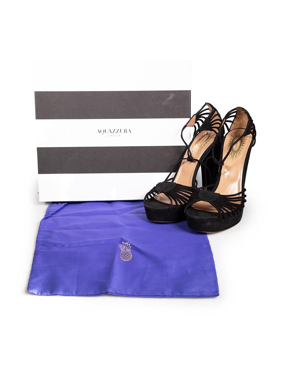 Aquazzura Black Suede Flow 130 Heels Size IT 41 4