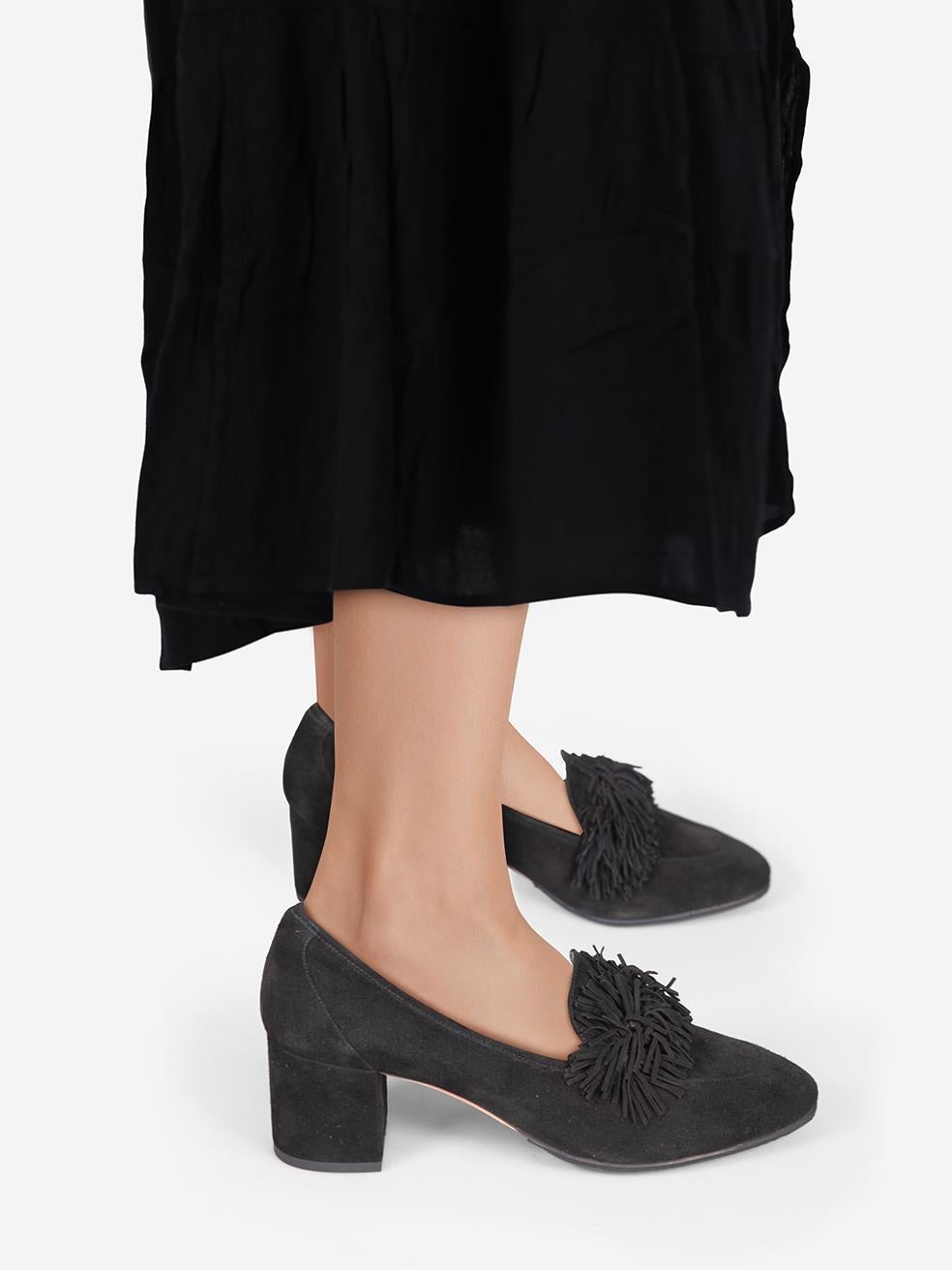 CONDITION is Very good. Minimal wear to the loafers is evident. Abrasion on the right side of the left shoe, left side of the right shoe and both counters on this used Aquazzura designer resale item. This pair of shoes comes in the original box and