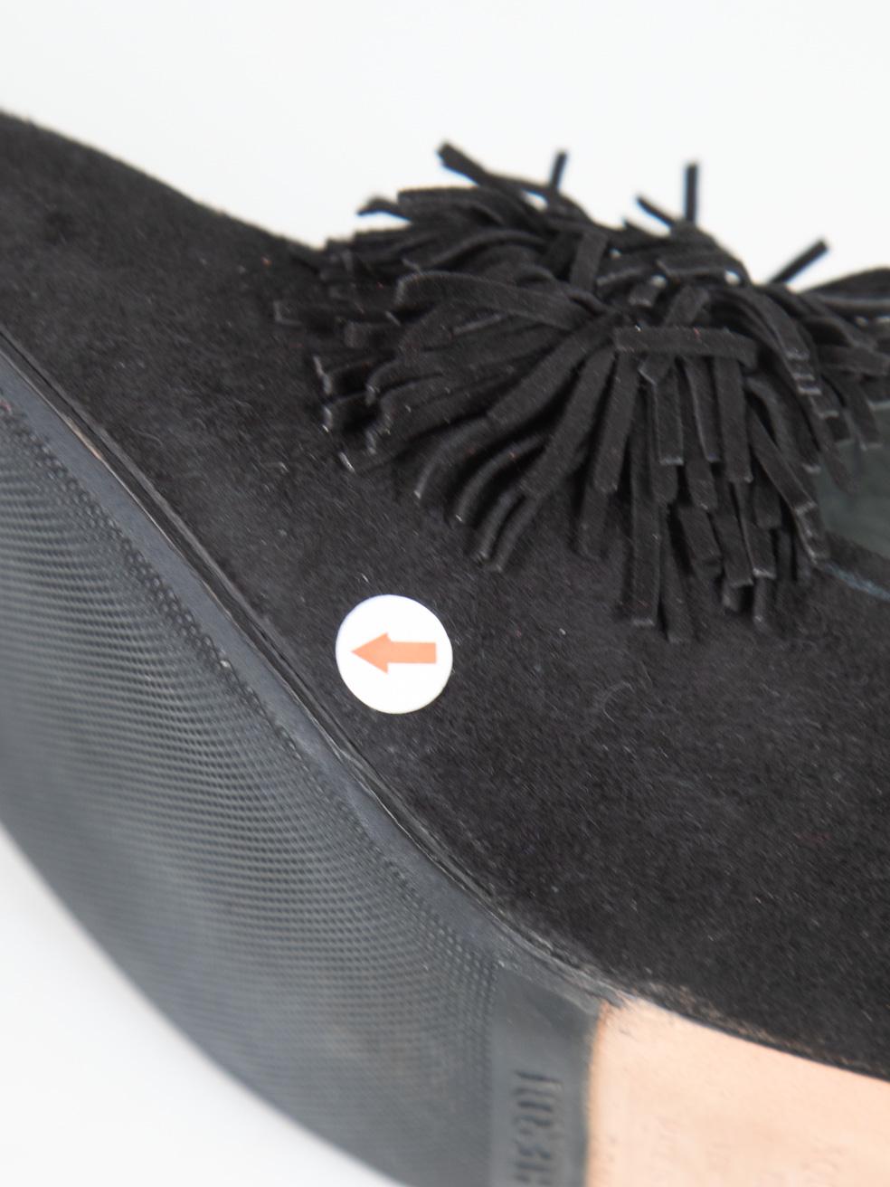 Aquazzura Black Suede Fringe Loafer Pumps Size IT 38.5 For Sale 4