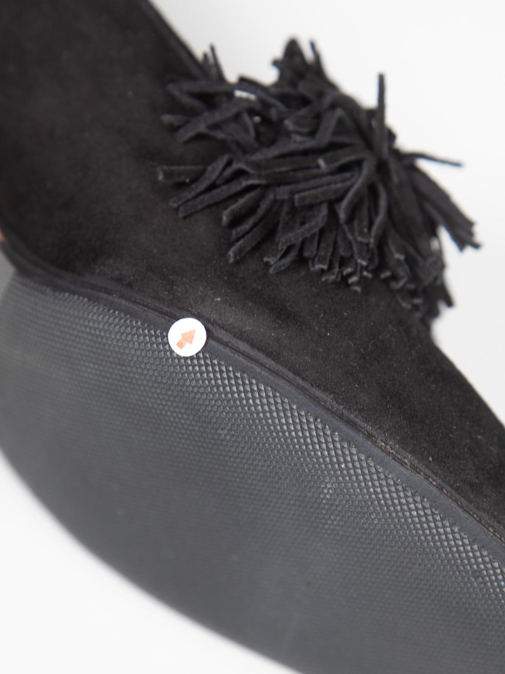 Aquazzura Black Suede Fringe Loafer Pumps Size IT 38.5 For Sale 5
