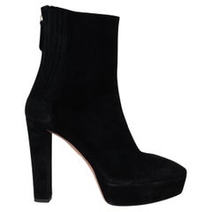 AQUAZZURA black suede HONORE PLATEAU 120 Ankle Boots Shoes 38