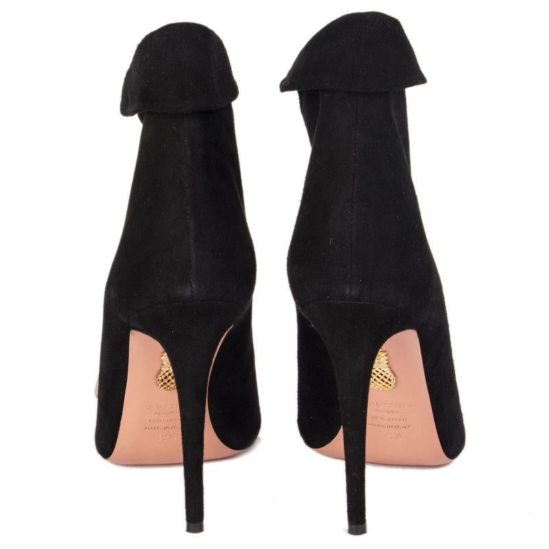 AQUAZZURA black suede LACE-UP Ankle Boots Shoes 39.5 In New Condition For Sale In Zürich, CH