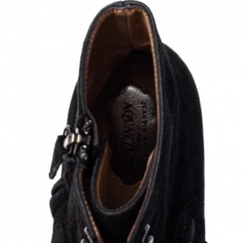 Aquazzura  Black Suede Lace Up Ankle Boots Size 37 For Sale 4