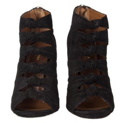 AQUAZZURA black suede NASIBA Ankle Boots Shoes 38
