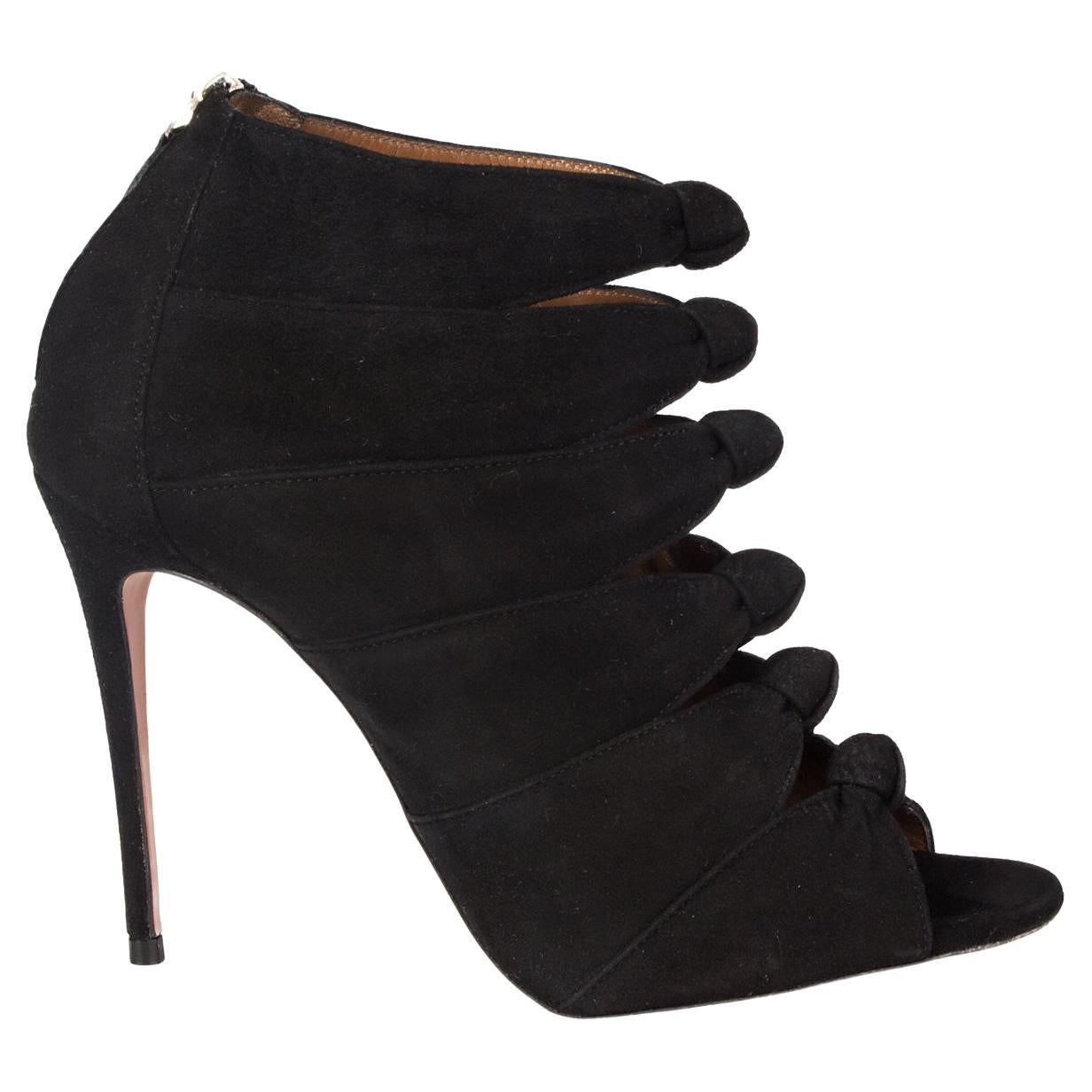 AQUAZZURA black suede NASIBA Ankle Boots Shoes 38 For Sale