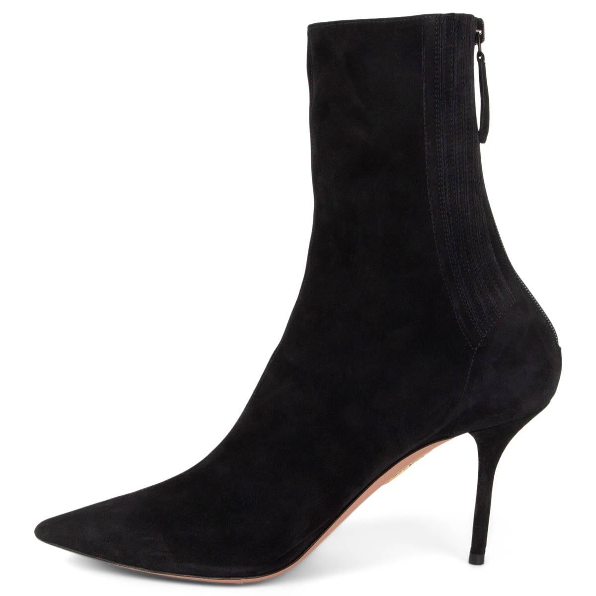 Black AQUAZZURA black suede SAINT HONORE 85 Ankle Boots Shoes 37.5