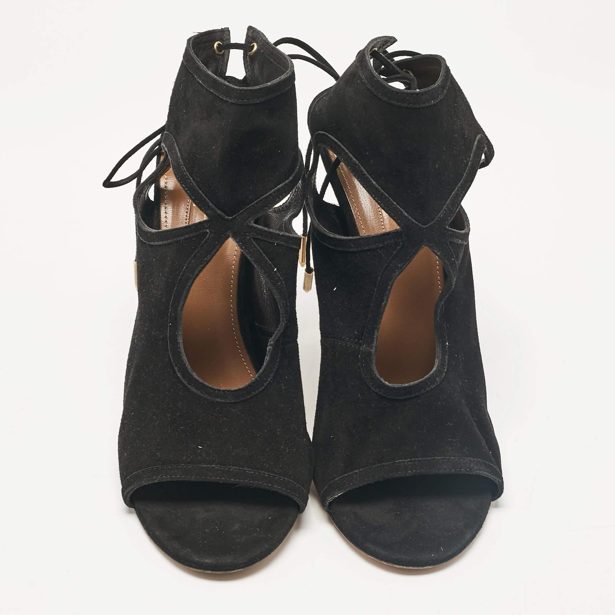 Aquazzura Sandalias con correa al tobillo de ante negro Sexy Thing Talla 39 Negro en venta