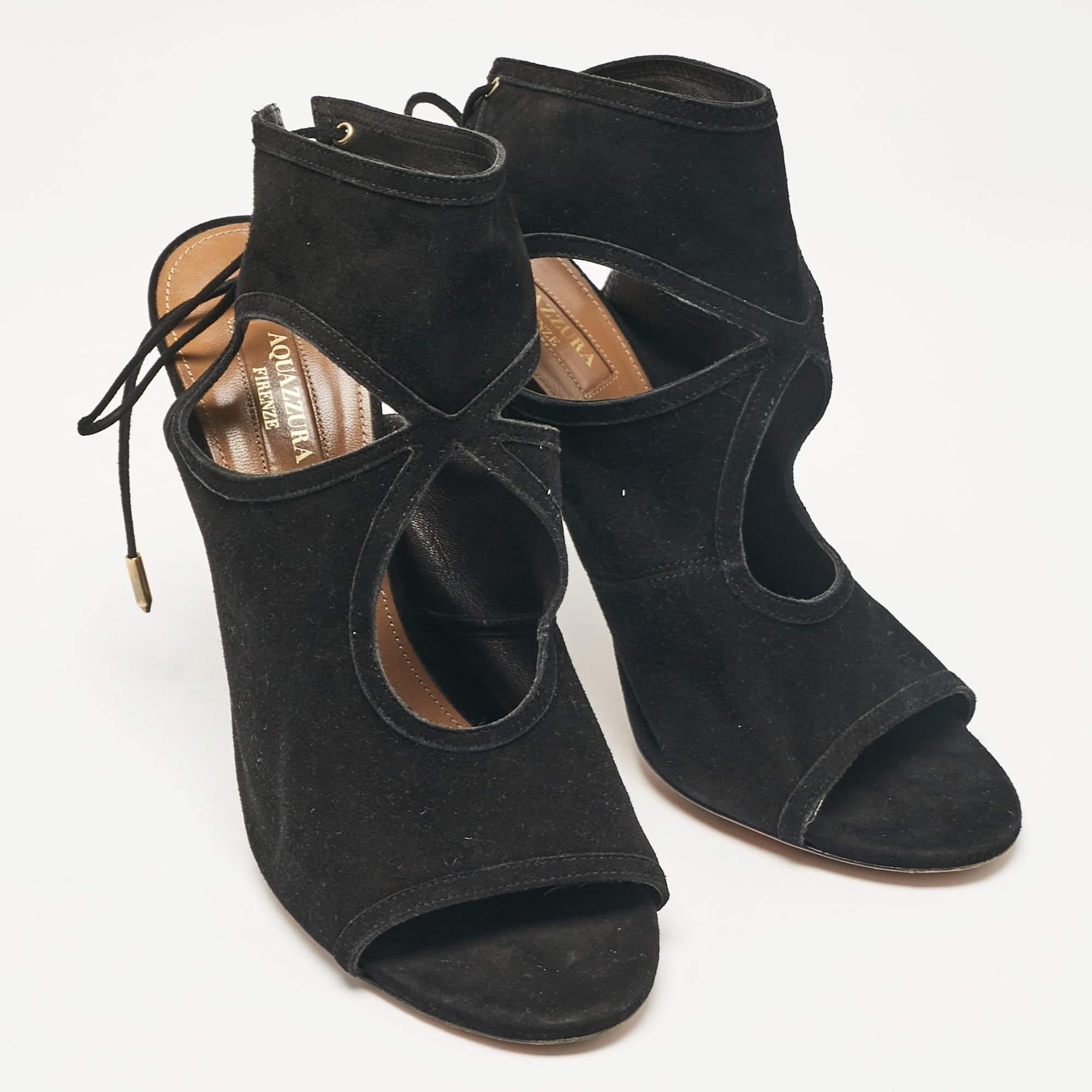 Aquazzura Sandalias con correa al tobillo de ante negro Sexy Thing Talla 39 en Bastante bueno estado para la venta en Dubai, Al Qouz 2