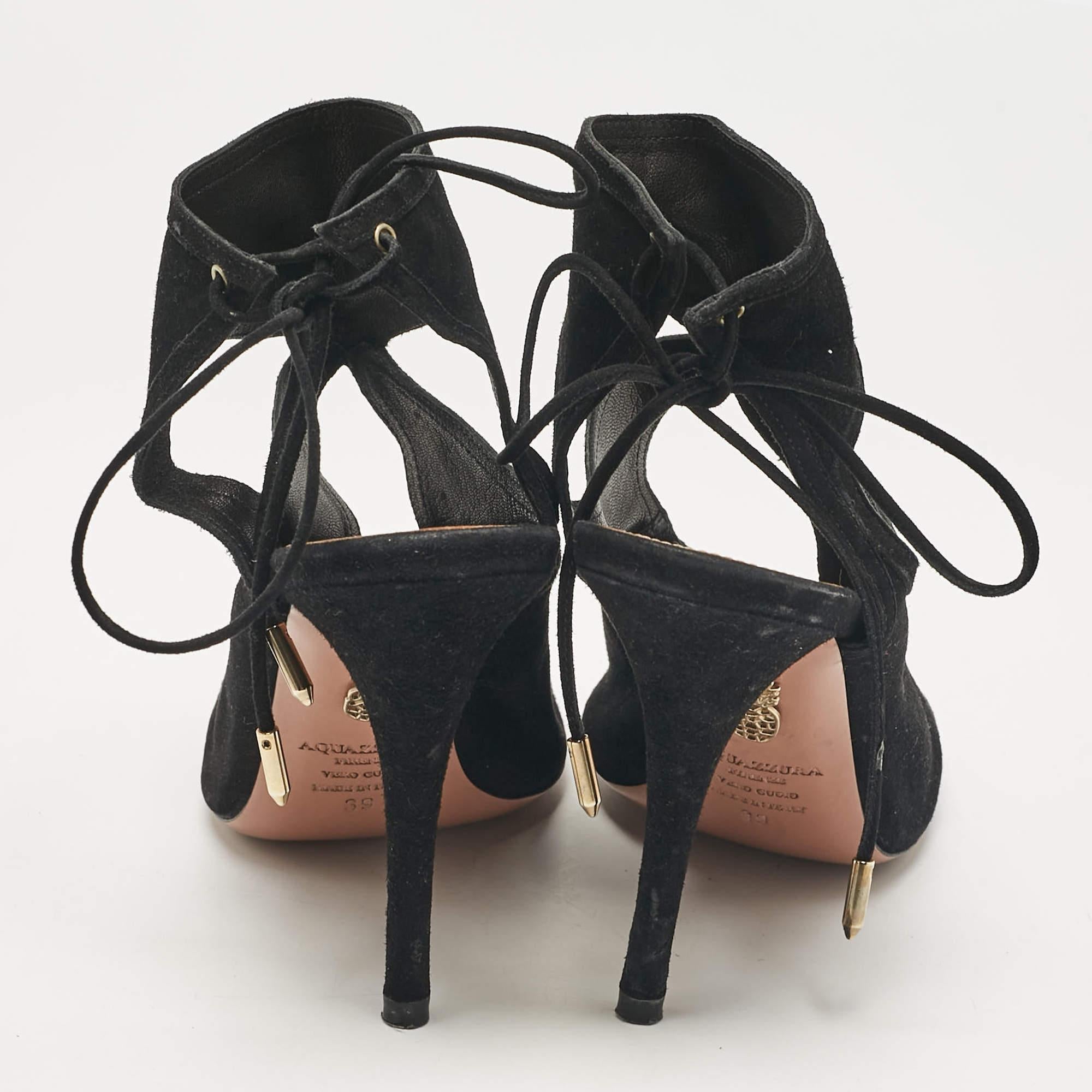 De las mujeres Aquazzura Sandalias con correa al tobillo de ante negro Sexy Thing Talla 39 en venta