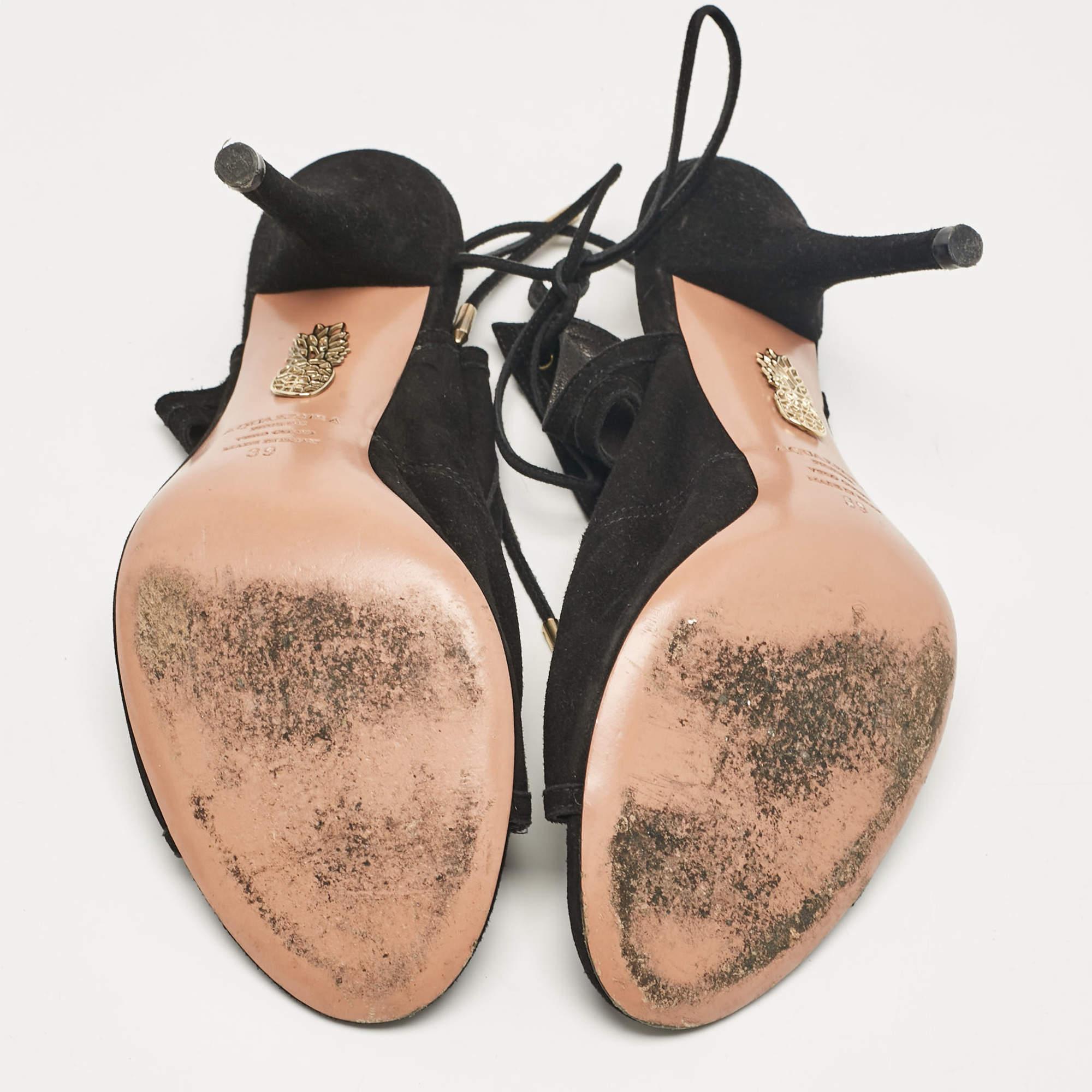Aquazzura Sandalias con correa al tobillo de ante negro Sexy Thing Talla 39 en venta 1