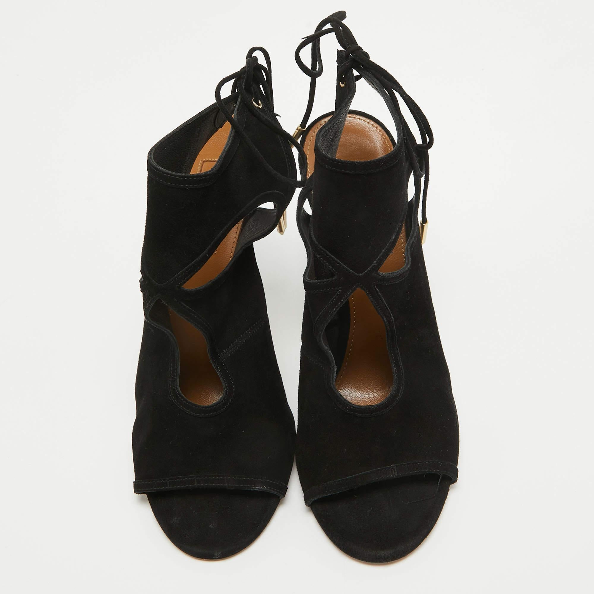 Aquazzura Black Suede Sexy Thing Sandals Size 37 In Good Condition For Sale In Dubai, Al Qouz 2