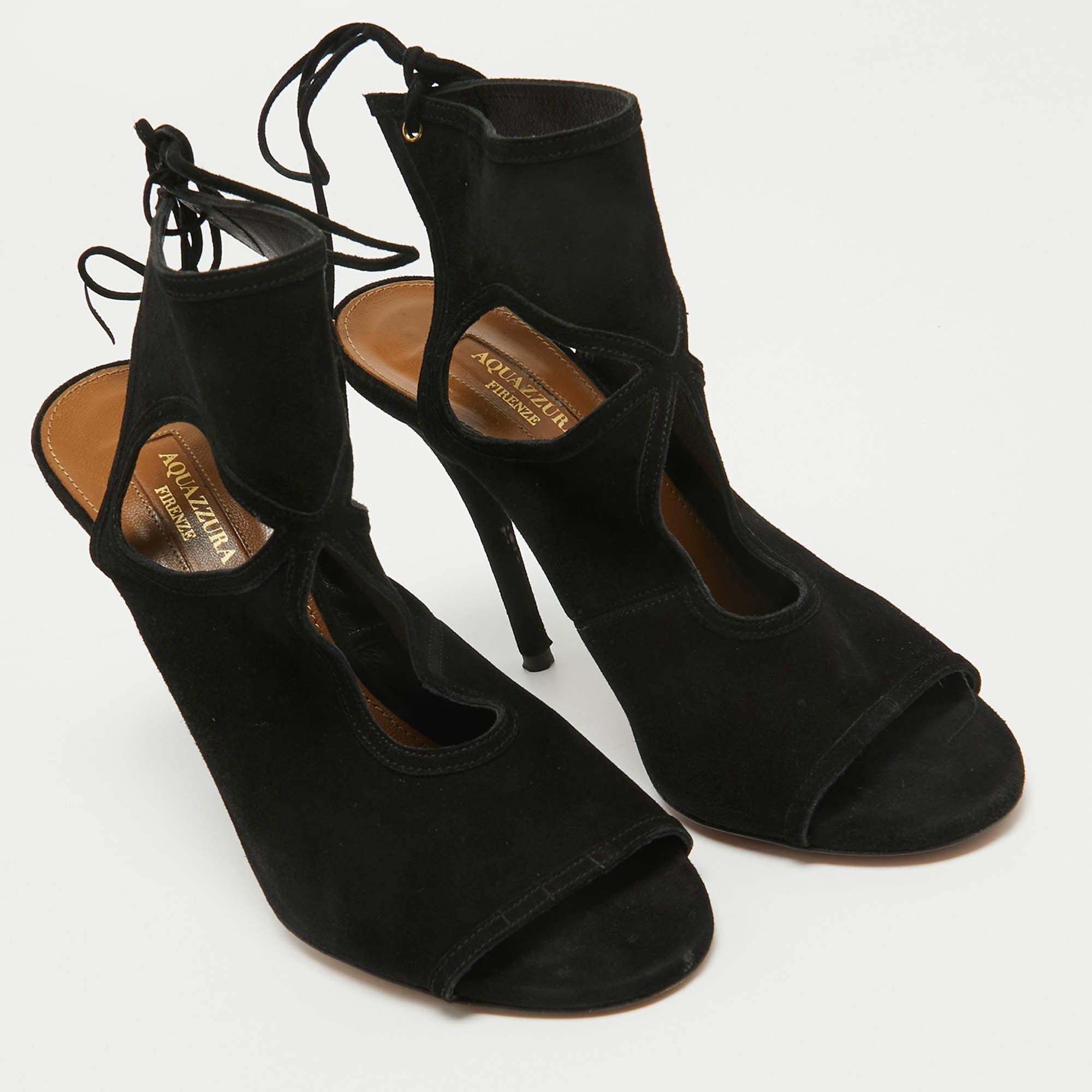 Women's Aquazzura Black Suede Sexy Thing Sandals Size 37 For Sale
