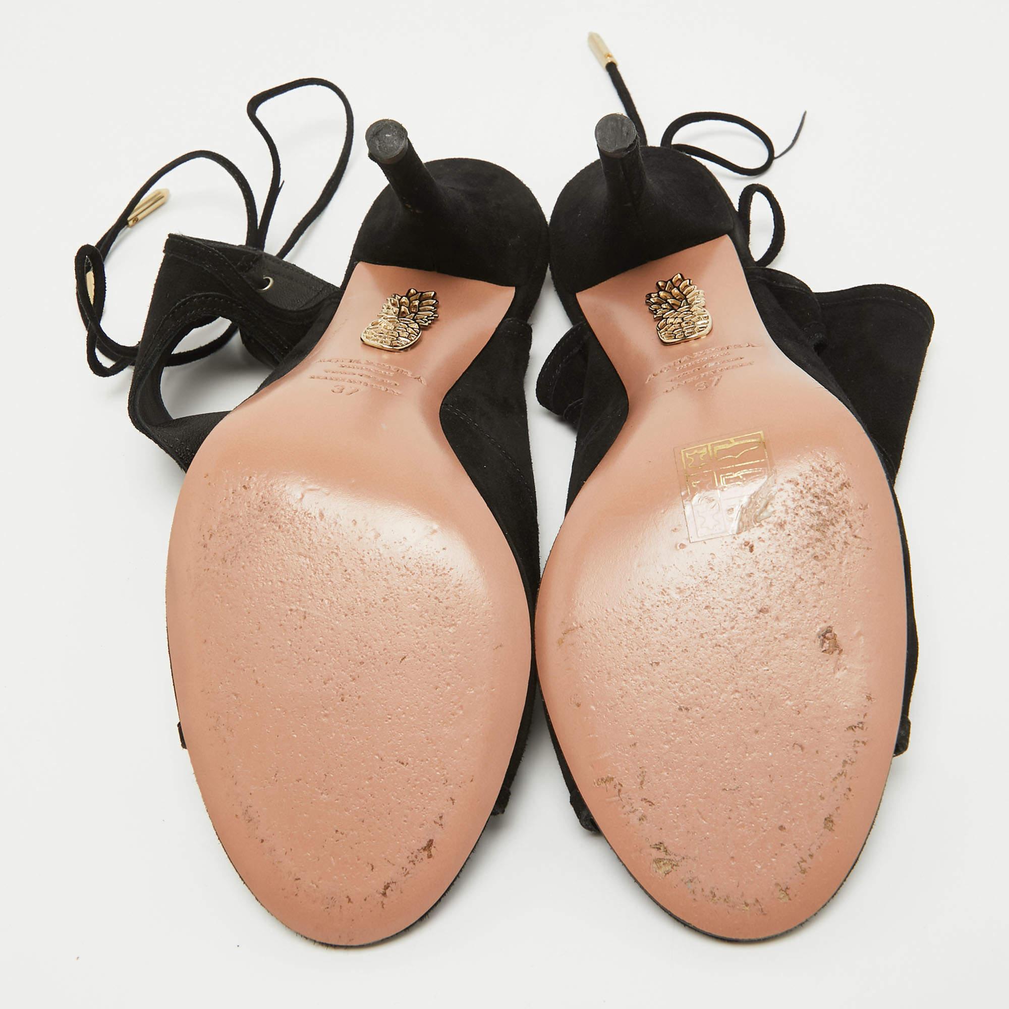 Aquazzura Black Suede Sexy Thing Sandals Size 37 For Sale 2