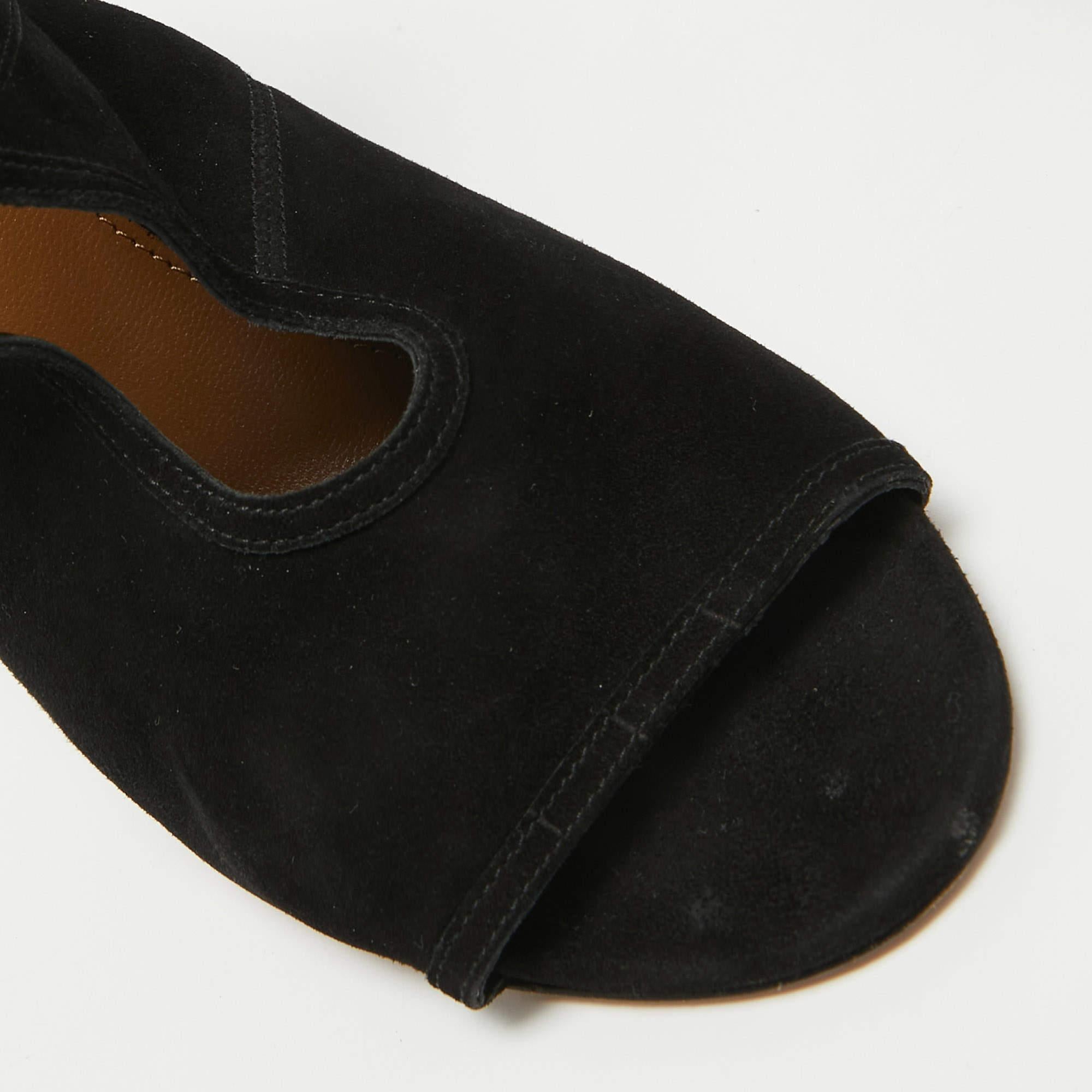 Aquazzura Black Suede Sexy Thing Sandals Size 37 For Sale 3